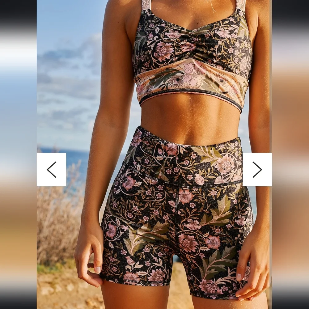 Free People Oasis Bike Shorts High Rise & Crop Top Size XS Yoga Workout Set